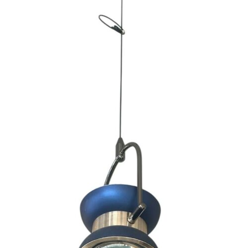 Suspension décorative bleu métallisé et doré – Spot orientable au design moderne