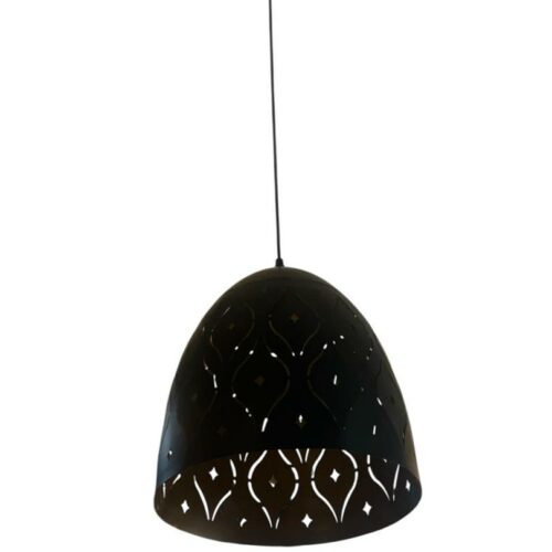 Suspension orientale en métal noir – Luminaire décoratif intérieur avec motifs ajourés