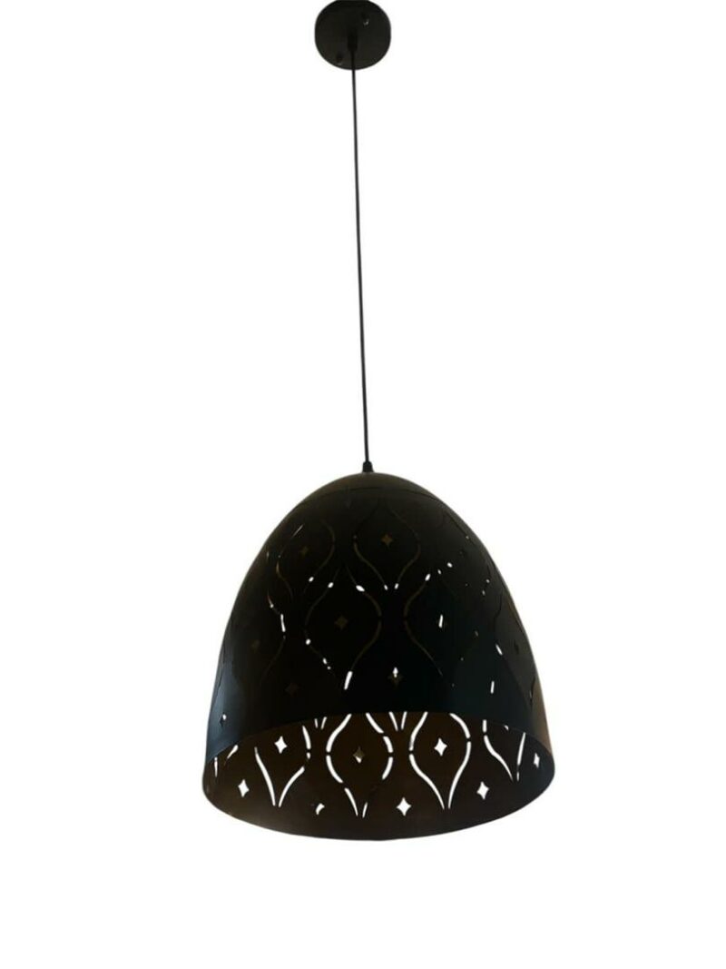 Suspension orientale en métal noir – Luminaire décoratif intérieur avec motifs ajourés