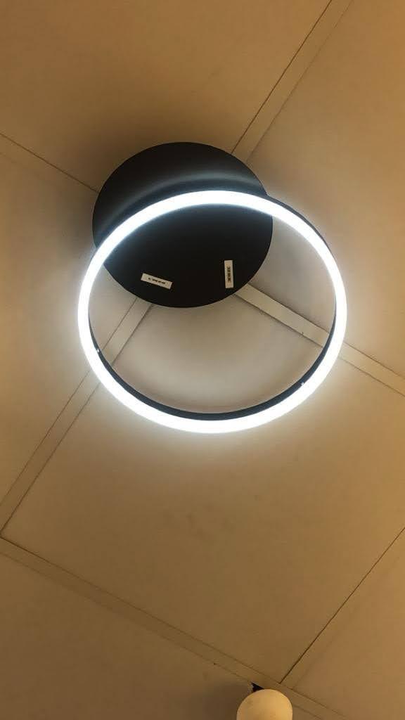 Plafonnier LED moderne – Design circulaire noir, lumière blanche