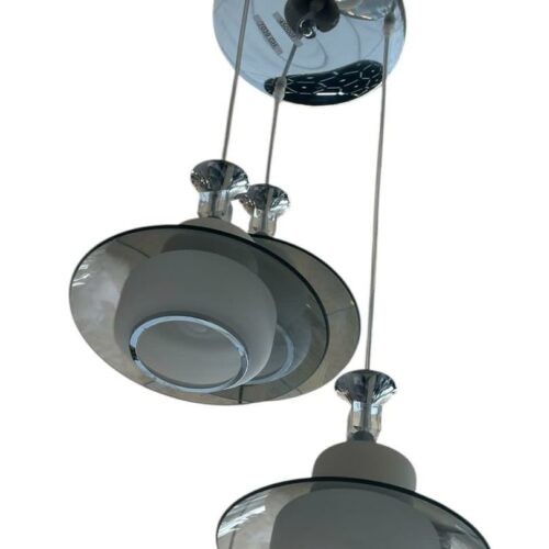 Suspension double verre fumé et opale – Design contemporain & épuré