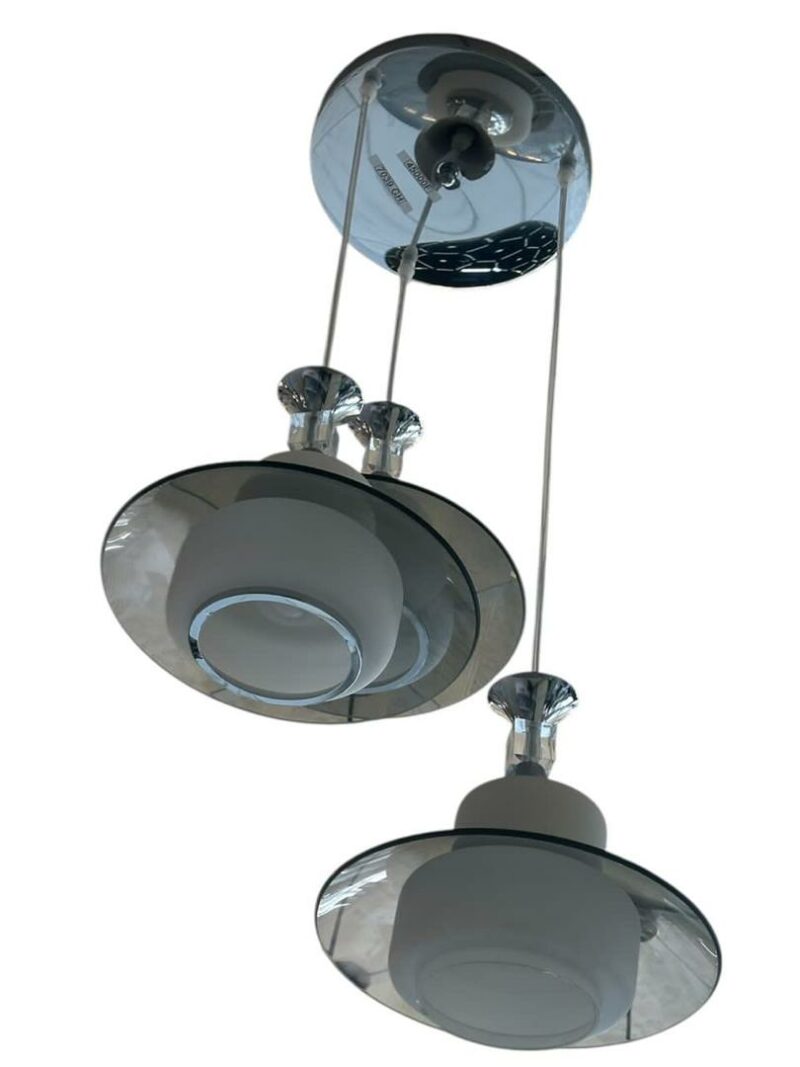 Suspension double verre fumé et opale – Design contemporain & épuré