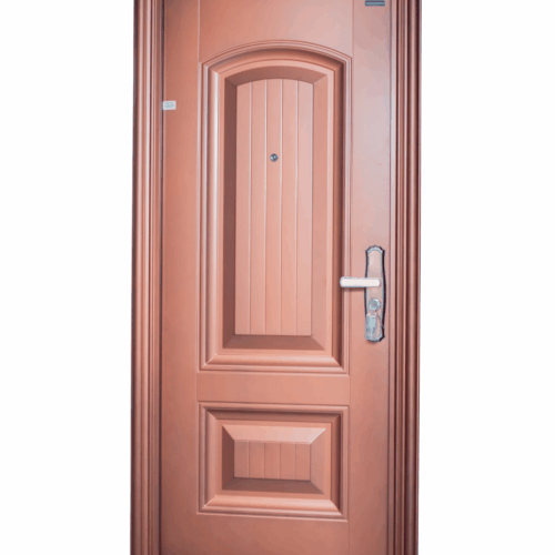 Porte Blindée en Acier – Design Classique Cuivré