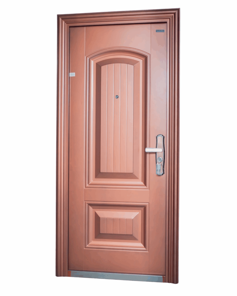 23 Porte Blindée en Acier – Design Classique Cuivré