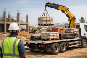 Livraison matériaux sur chantier Dakar