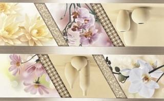 image0-5 Faïence Carrelage Mural Décoratif Floral Beige